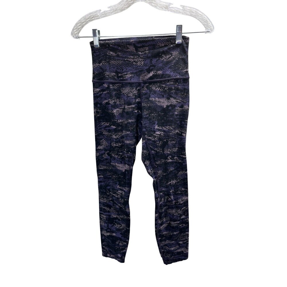 Lululemon Rip Wave Purple Thunder Black Align Pants Size 2 Purple Camo Athletic